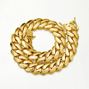 All'ingrosso pesante Chunky 14K 18K <span class=keywords><strong>placcato</strong></span> <span class=keywords><strong>oro</strong></span> Miami cubano catena alla moda in acciaio inox Hip Hop <span class=keywords><strong>collana</strong></span> per gli uomini - Product Image 6