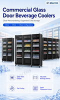 Refroidisseurs de boissons à double porte vitrée, refroidisseur vertical de boissons, contrôle numérique de la température pour bar, café, pub