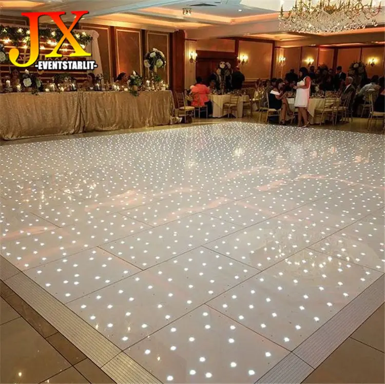 Lampu lantai dansa Led bintang putih RGB, lampu lantai dansa berkilau interaktif untuk pernikahan disko