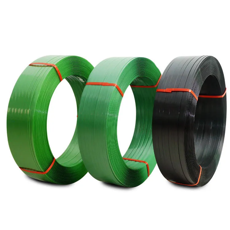 Yeşil polyester PET plastik çemberleme rulo ambalaj kayışı şeritler bant makinesi/manuel ambalaj kutusu ve palet bağlama kayışı