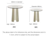 Table basse ronde élégante de style nordique moderne avec plateau en verre trempé et support en acrylique, design italien