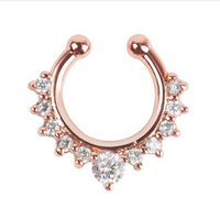 Cincin Hidung Berbentuk C Model Berlian Air Bahan Stainless Steel Tanpa Tindik Simulasi Piercing Palsu Serbaguna