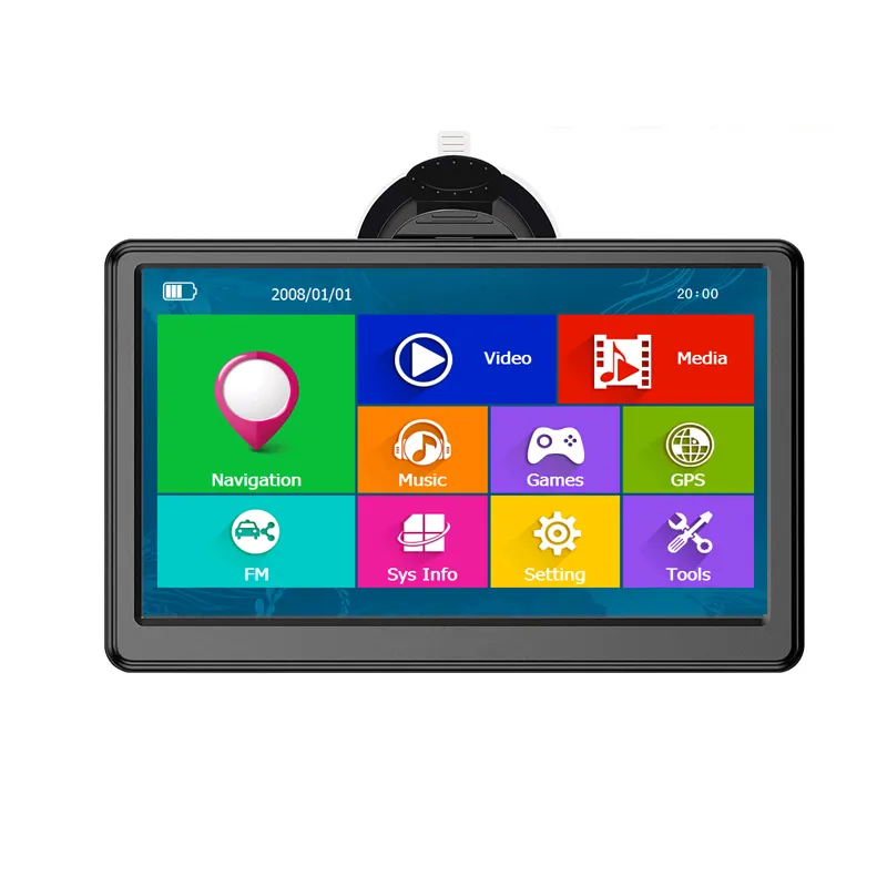 Portable 7 pouces capacitif écran DDR3 256M 8 GO 800*480 OS Wince FM MP3 MP4 Lecteur camion GPS navigation Vie Carte Gratuite