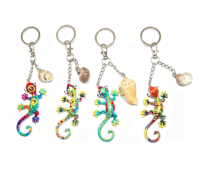 Porte-clés personnalisé bohème coloré avec pendentif en coquillage naturel, porte-clés en résine, souvenir de voyage, cadeau de plage