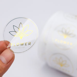Özel Logo şeffaf rulo çıkartmalar baskı sıcak damgalama altın folyo etiket su geçirmez temizle marka kağıt yapıştırıcı mum zanaat - Product Image 2