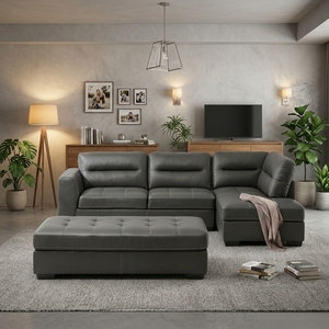 Sofá Seccional en Forma de L Extensible de Lujo Moderno, Sofá de Tela con Otomana de Almacenamiento, Muebles Modulares para Sala de Estar - Product Image 1