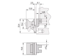 Poignée d'extraction ZSTC C-BOX, forme trapézoïdale, type 2, RAL7035, sans goupille d'alignement 20817-858