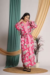 ชุดเดรสแม็กซี่ลายดอกไม้สำหรับผู้หญิงชุดกิโมโนชายหาดลำลองสำหรับผู้หญิงความยาวถึงพื้นชุดเดรสกิโมโนสำหรับเด็กผู้หญิง - Product Image 2