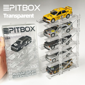 <strong>PITBOX</strong> Transparent Modular Garage Display Rack Stand 1/64 Diecast Car Model Storage Organizer for Toy Car Collection Kit - Product Image 1