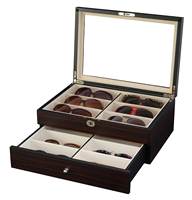 Organisateur de lunettes de soleil 12 fentes étui à lunettes en bois pour femmes hommes porte-lunettes boîte de rangement d'affichage