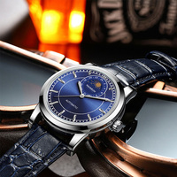 Fabrikverkauf: Elegante Automatik-Herrenuhr mit Mondphase, individuellem Logo, Saphirglas und echtem Leder – Mechanische Dress-Uhren