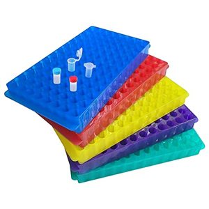 ชั้นวางหลอดทดลองพลาสติก 96 หลุม สำหรับหลอดขนาด 1.8 มล. 2 มล. แบบสองชั้น สำหรับเก็บหลอดในตู้เย็น อุปกรณ์ห้องปฏิบัติการ - Product Image 1