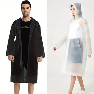 أزياء ملابس واقية من المطر بدلة سفر مقاومة للماء خفيفة الوزن بالجملة طباعة مخصصة للاستعمال مرة واحدة شعار مخصص معطف واق من المطر قابل للطي - Product Image 2