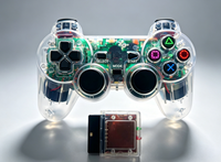 INNOASIA 2.4G Wireless PS2 Game Controller Plastik Transparan Motif Kepingan Salju 4-Tombol Getaran Ganda Kontrol Baterai Isi Ulang