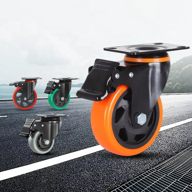 100mm 4 Zoll Industrie gummi wagen räder für Werkbank projekt Schwenkbare Verriegelung rollen Hochleistungs-Lenkräder mit Bremse