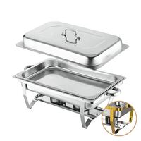 Set Pemanas Makanan Listrik Zhonghui 9L dari Stainless Steel, Wadah Penyajian Prasmanan, Penghangat, Nampan Sajian 1000W