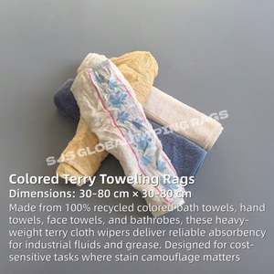 Paños de limpieza de toalla recuperada, trapos de limpieza de algodón, trapos de pintura de colores industriales para limpieza - Product Image 2