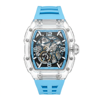 Montre mécanique tourbillon pour homme OEM avec cadran à aiguilles lumineuses, bracelet en silicone, mouvement japonais Miyota 8N24