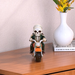 特注ハロウィンノベルティキッチンダブルスケルトンセラミックジャー磁器オートバイカップルスカルライダー型収納クッキージャー - Product Image 5