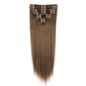 Extensiones de Cabello Liso con Clip, 100% Cabello Humano Real # 8 Extensiones de Cabello Humano con Clip en <span class=keywords><strong>Color</strong></span> <span class=keywords><strong>Castaño</strong></span> <span class=keywords><strong>Ceniza</strong></span>, 120g/8 Piezas - Product Image 3