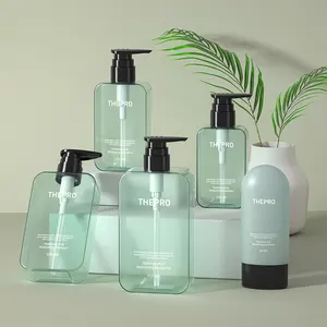 Luxury Custom Shower Gel Plastic Bottle Flat Square 200/300/400 Shampoo Hair Care Lotion Pump Plastic refillable Bottle