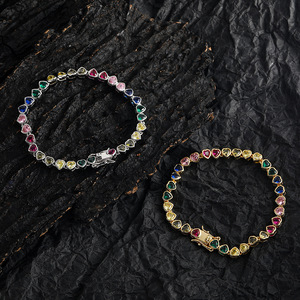Pulsera de tenis de color, pulsera de tenis apilable para parejas con forma de corazón de 4*4mm, collar de moda Tanjing Lijing - Product Image 2