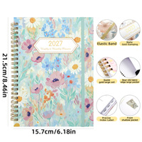 Agenda 2027, carnet A5, spirale, hebdomadaire, mensuel, avec bande élastique, poche, logo personnalisé, vente en gros, cadeau