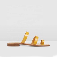 Sandales plates pour femmes en cuir gaufré croco à bout carré, sandales tendance pour l'été