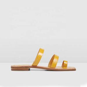 Sandalias Planas de <span class=keywords><strong>Mujer</strong></span> con Punta Cuadrada y Cuero con Estampado de Cocodrilo, Sandalias Modernas de Verano - Product Image 5