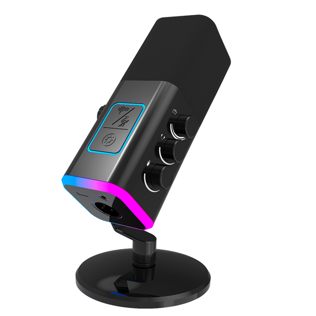 Dynamic Wired Microphone for Gaming XLR Connector RGB Lighting Noise Cancelling Desktop Stand Volume Control for PC Streaming