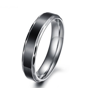 Portable En Acier Inoxydable Couple de Fiançailles En Or En Céramique Noir Obsidienne Anneau - Product Image 3