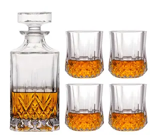 wholesale clear glass whisky bottles and glasses set, custom packaging & whisky glass bottle