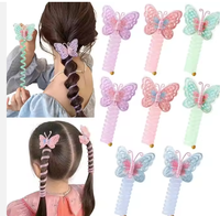 Élastiques à cheveux en spirale personnalisés pour enfants et filles, motif papillon coloré, style cordon de téléphone