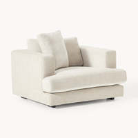 Fauteuil simple de style moderne, entièrement rembourré, fauteuil de détente minimaliste pour petit appartement, salon, espace de repos