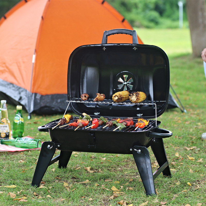 Barbecue Grill Jardin Extérieur Barbecue À Charbon De Bois Portable Pliable Burger Petit Barbecue Casque En Forme De Barbecue Grill