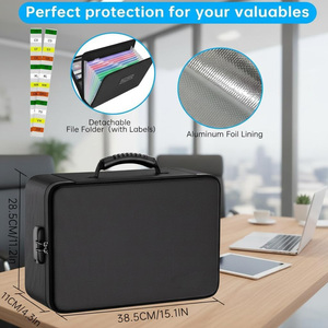 Sac de rangement pour documents ignifuge avec 13 pochettes, sac à dossier accordéon pour ranger des documents importants - Product Image 2
