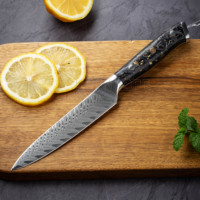 Couteau de chef japonais professionnel KEENHOPE de 5 pouces, 67 couches, cœur VG10, couteau utilitaire de cuisine tranchant, manche en fibre de carbone