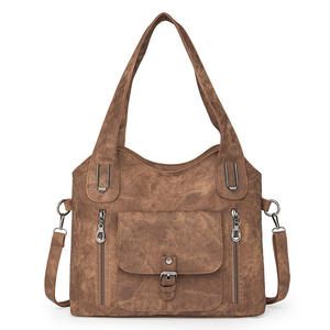Sac fourre-tout décontracté grande capacité pour femmes, sac à bandoulière imperméable avec fermeture éclair, style rétro, doublure en polyester - Product Image 1