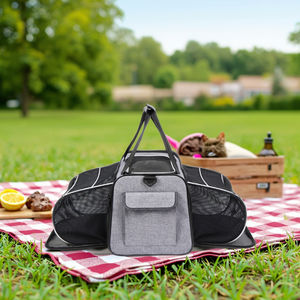 Pet köpek kedi yumuşak taraflı taşıyıcı <span class=keywords><strong>2</strong></span> yan genişletilebilir katlanabilir kedi taşıyıcı seyahat açık kullanım Pet seyahat taşıyıcısı - Product Image 2