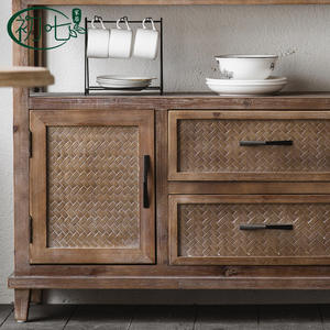 Solid Wood Vintage Sideboard American Country Style <b>Storage</b> <b>Cabinet</b> For <b>Dining</b> <b>Room</b> With Drawer And Door Design - Product Image 4