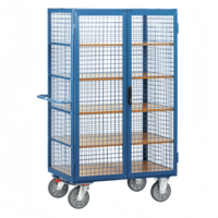 Chariot logistique OEM ALLWORLD CH05101 robuste à 4 roues, avec cage en fil d'acier, capacité 500 kg, 1115*730*1800mm, revêtement poudré