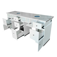 Table de manucure de luxe pour technicien(ne) ongulaire, double table de salon de manucure avec collecteur de poussière