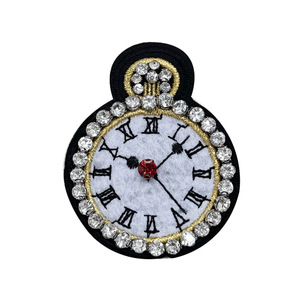 Thời trang handmade Rhinestone ngọc trai Sequins hạt appliques trắng đen thêu khâu vá tay đồng hồ trái tim DIY vá - Product Image 5