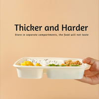 850ml 900ml 950ml Biodégradable 3 4 5 Compartiment Fécule De Maïs Conteneur Alimentaire Boîte À Lunch Jetable