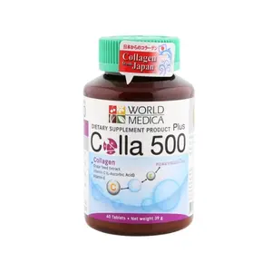 Mais Vendidos Colla 500 Plus 60 Comprimidos Por Garrafa De Colágeno E Semente De Uva Em Pó Com Vitamina C Extrato Vegetal De Colágeno 500 mg.