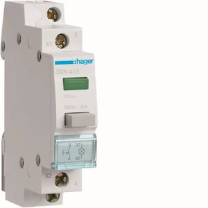 SVN413 compatibile con Hagers 1 pulsante illuminato 230V AC LED verde con blocco 1 NO 1 modulo DIN - Product Image 1