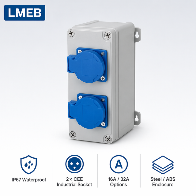 Customized IP67 Steel Distribution Box Two Plug Position Industrial Electrical Equipment with Industrial Plug and Socket