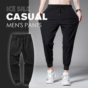 Pantalons pour hommes à logo personnalisé, vente chaude, pantalons décontractés en soie glacée pour hommes, pantalons cargo décontractés taille haute - Product Image 3