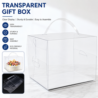 Boîte à gâteau personnalisée en PET transparent avec poignée |   Boîte d'emballage cadeau en plastique transparent pour gâteaux, desserts, pâtisseries et cadeaux
