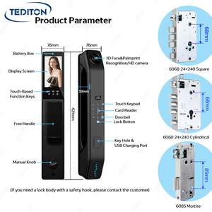 TEDITON最新スマートロック3D顔電気パスワードデジタルスマートカメラ指紋ドアロックCerradura Inteligente - Product Image 2